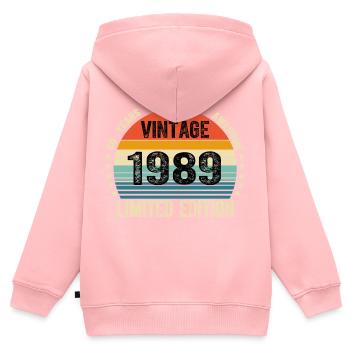 Vintage 1989 35 Years Old 39th Birthday Limited - Sweat Premium à capuche zippé enfant bio - rose - Dos - AI Model Kid Female (0cm)