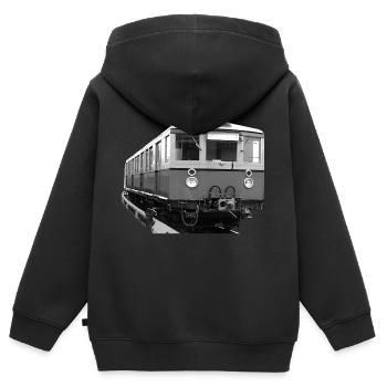 S-Bahn Berlin Triebwagen Eisenbahn Oldtimer - Kinder Premium Organic Zip Hoodie - Schwarz - Hinten - AI Model Kid Male (0cm)