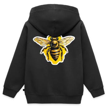 Honigbiene - Kinder Premium Organic Zip Hoodie - Schwarz - Hinten - AI Model Kid Male (0cm)