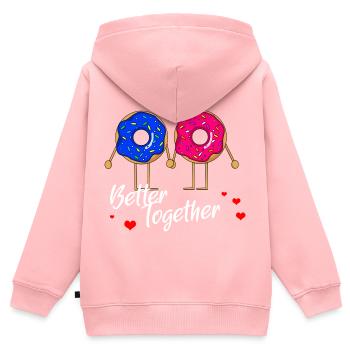 Donut Love Partners Saint-Valentin - Better Together - Sweat Premium à capuche zippé enfant bio - rose - Dos - AI Model Kid Female (0cm)