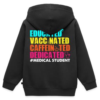 Étudiant en médecine - Sweat Premium à capuche zippé enfant bio - noir - Dos - AI Model Kid Male (0cm)