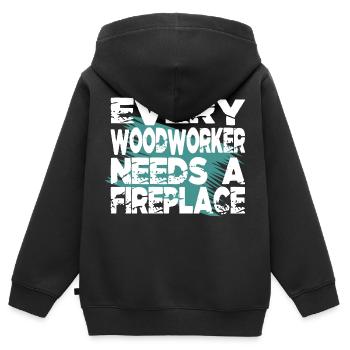 Casque de sécurité outils blagues sur les arbres - Sweat Premium à capuche zippé enfant bio - noir - Dos - AI Model Kid Male (0cm)