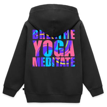 Atmen - Yoga - Meditieren - Kinder Premium Organic Zip Hoodie - Schwarz - Hinten - AI Model Kid Male (0cm)