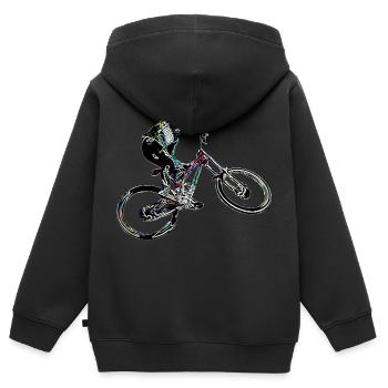 MTB MTB bergab - Kinder Premium Organic Zip Hoodie - Schwarz - Hinten - AI Model Kid Male (0cm)