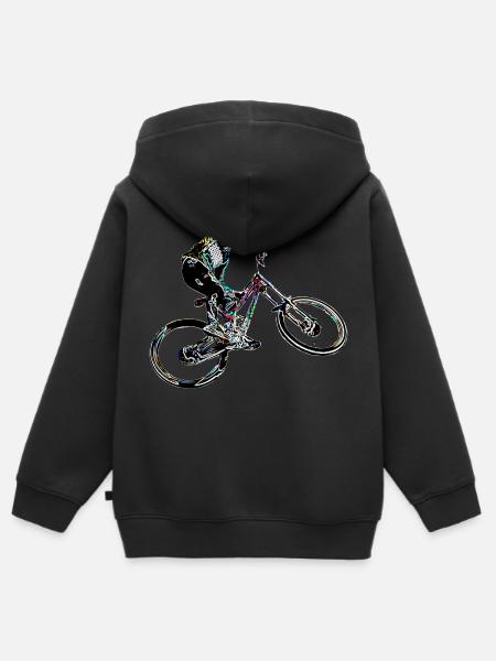 vtt mtb descente - Hoodie Premium med dragkedja barn ekologisk - svart