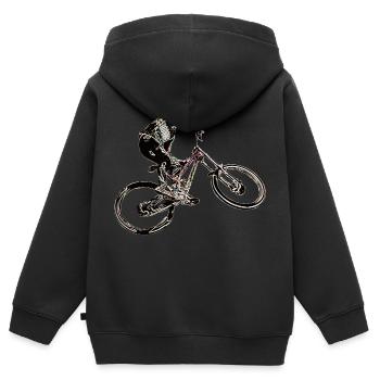 Downhill-Mountainbiken - Kinder Premium Organic Zip Hoodie - Schwarz - Hinten - AI Model Kid Male (0cm)