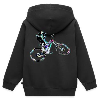 Downhill-Mountainbiken - Kinder Premium Organic Zip Hoodie - Schwarz - Hinten - AI Model Kid Male (0cm)