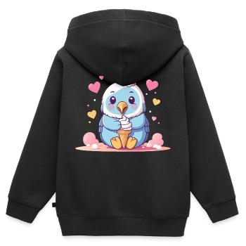 Puissance de glace moelleuse - Sweat Premium à capuche zippé enfant bio - noir - Dos - AI Model Kid Male (0cm)