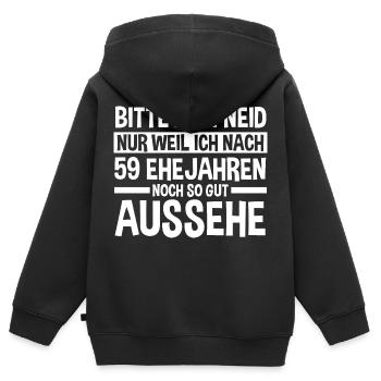 Marriage Tidal Wedding 59 Years Married Wedding - Kids Premium Organic Zip-up Hoodie - black - Back - AI Model Kid Male (0cm)