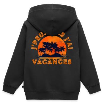 Vacances d'été - Sweat Premium à capuche zippé enfant bio - noir - Dos - AI Model Kid Male (0cm)