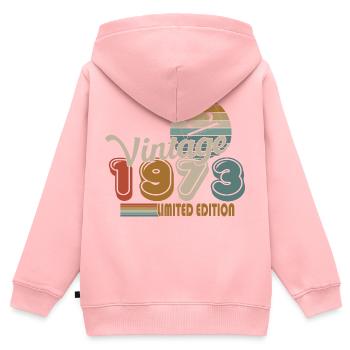 1973 - Sweat Premium à capuche zippé enfant bio - rose - Dos - AI Model Kid Female (0cm)