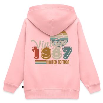 1987 - Kinder Premium Organic Zip Hoodie - Rosa - Hinten - AI Model Kid Female (0cm)