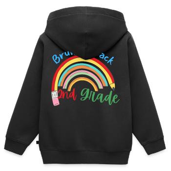 Bruh, wir kehren in die zweite Klasse zurück, glücklich, zurück in die Schule - Kinder Premium Organic Zip Hoodie - Schwarz - Hinten - AI Model Kid Male (0cm)
