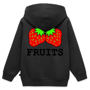 erdbeeren - Kinder Premium Organic Zip Hoodie - Schwarz - Hinten - AI Model Kid Male (0cm)