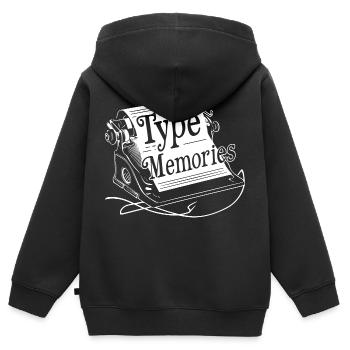 TYPEWRITERS, TYPE MEMORIES - Kids Premium Organic Zip-up Hoodie - black - Back - AI Model Kid Male (0cm)