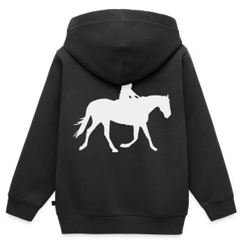 reiterin pferd - Kinder Premium Organic Zip Hoodie - Schwarz - Hinten - AI Model Kid Male (0cm)