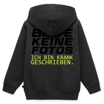 bitte keine fotos - Kinder Premium Organic Zip Hoodie - Schwarz - Hinten - AI Model Kid Male (0cm)