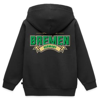 Brême - Sweat Premium à capuche zippé enfant bio - noir - Dos - AI Model Kid Male (0cm)