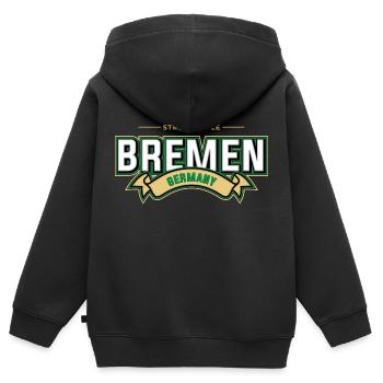 Brême - Sweat Premium à capuche zippé enfant bio - noir - Dos - AI Model Kid Male (0cm)