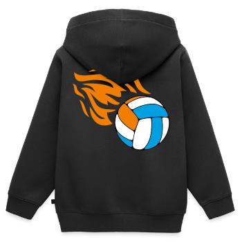 Fliegender flammender Volleyball - Kinder Premium Organic Zip Hoodie - Schwarz - Hinten - AI Model Kid Male (0cm)