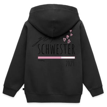 Grosse Schwester 2025 - Kinder Premium Organic Zip Hoodie - Schwarz - Hinten - AI Model Kid Male (0cm)