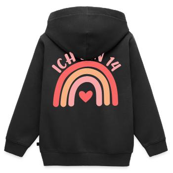 Ich bin 14 niedliche Regenbogen Design Junge Mädch - Kids Premium Organic Zip-up Hoodie - black - Back - AI Model Kid Male (0cm)