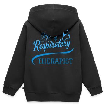 Atemtherapeut Blaue Medizinsymbole - Kinder Premium Organic Zip Hoodie - Schwarz - Hinten - AI Model Kid Male (0cm)