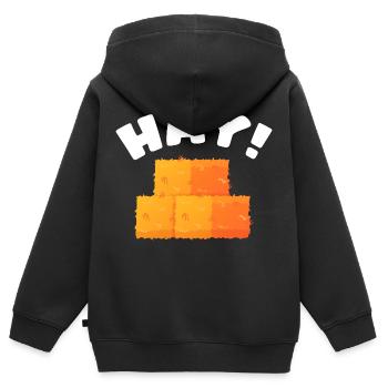 Foin Paille Agriculteur Foin Balles Agricole Ouvrier Agricole - Sweat Premium à capuche zippé enfant bio - noir - Dos - AI Model Kid Male (0cm)
