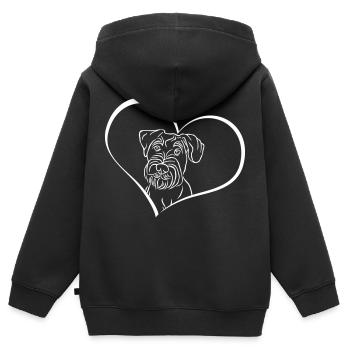 Schnauzer moyen en cœur - Sweat Premium à capuche zippé enfant bio - noir - Dos - AI Model Kid Male (0cm)