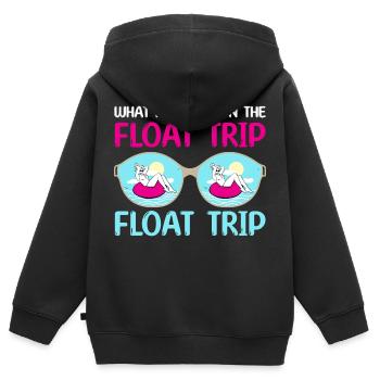 ce qui se passe sur le flotteur Design - Sweat Premium à capuche zippé enfant bio - noir - Dos - AI Model Kid Male (0cm)