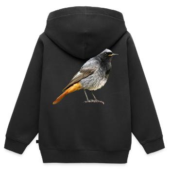 Rouge-gorge à queue rouge - Sweat Premium à capuche zippé enfant bio - noir - Dos - AI Model Kid Male (0cm)