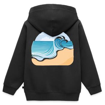 Plage de sable - Sweat Premium à capuche zippé enfant bio - noir - Dos - AI Model Kid Male (0cm)