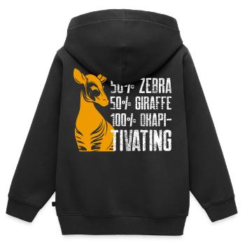 50 per cent zebra 50 giraffe 100 okapitivating - Kids Premium Organic Zip-up Hoodie - black - Back - AI Model Kid Male (0cm)