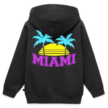 Miami USA Palmen Strand Sonne Amerika Florida Logo - Kinder Premium Organic Zip Hoodie - Schwarz - Hinten - AI Model Kid Male (0cm)