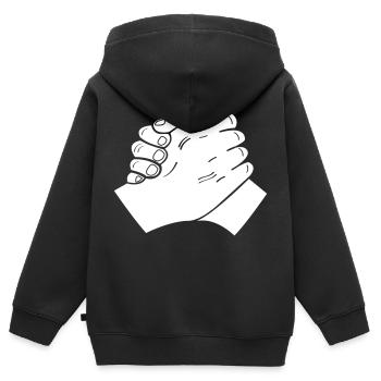 Poignée de main 01 - Sweat Premium à capuche zippé enfant bio - noir - Dos - AI Model Kid Male (0cm)