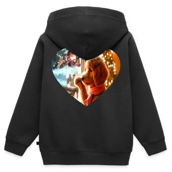 Welpenherz am Fenster - Kinder Premium Organic Zip Hoodie - Schwarz - Hinten - AI Model Kid Male (0cm)