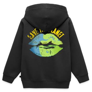 Save the world vintage look - Kids Premium Organic Zip-up Hoodie - black - Back - AI Model Kid Male (0cm)