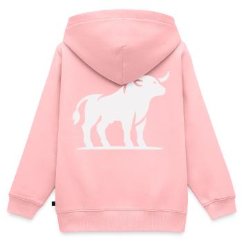 stier tier - Kinder Premium Organic Zip Hoodie - Rosa - Hinten - AI Model Kid Female (0cm)