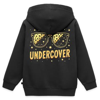 Discours d’infiltration - Costume drôle avec Sun Bril - Sweat Premium à capuche zippé enfant bio - noir - Dos - AI Model Kid Male (0cm)
