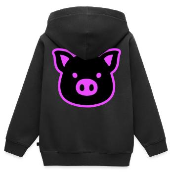 Schwein Kopf Sau - Kinder Premium Organic Zip Hoodie - Schwarz - Hinten - AI Model Kid Male (0cm)
