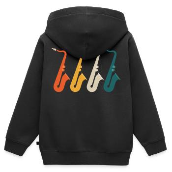 Saxophon Saxophon Saxophon - Kinder Premium Organic Zip Hoodie - Schwarz - Hinten - AI Model Kid Male (0cm)