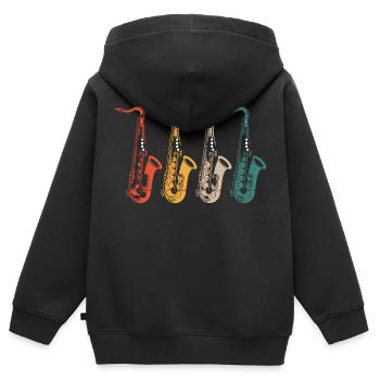 Saxophon Saxophon Saxophon - Kinder Premium Organic Zip Hoodie - Schwarz - Hinten - AI Model Kid Male (0cm)
