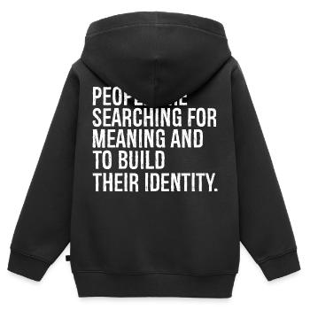 Die Menschen sind auf der Suche nach Sinn und nach etwas - Kinder Premium Organic Zip Hoodie - Schwarz - Hinten - AI Model Kid Male (0cm)