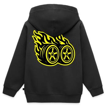 Autoreifen Flamme - Kinder Premium Organic Zip Hoodie - Schwarz - Hinten - AI Model Kid Male (0cm)