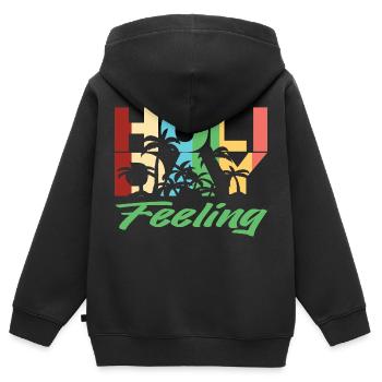 Holiday Feeling  - Kinder Premium Organic Zip Hoodie - Schwarz - Hinten - AI Model Kid Male (0cm)
