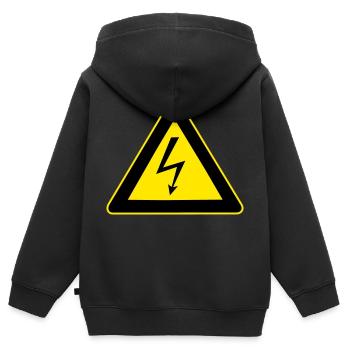 Avertissement à haute tension - Sweat Premium à capuche zippé enfant bio - noir - Dos - AI Model Kid Male (0cm)