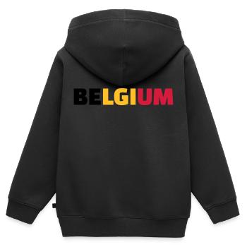 Belgien - Kinder Premium Organic Zip Hoodie - Schwarz - Hinten - AI Model Kid Male (0cm)