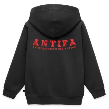 antifaschistische aktion antifa - Kinder Premium Organic Zip Hoodie - Schwarz - Hinten - AI Model Kid Male (0cm)