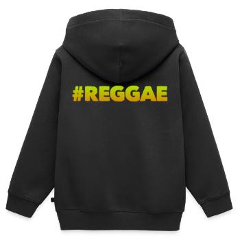 #REGGAE - Sweat Premium à capuche zippé enfant bio - noir - Dos - AI Model Kid Male (0cm)