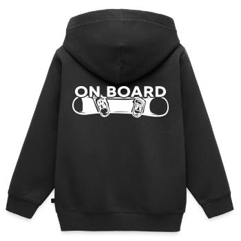 Snowboard « On Board Snowboarder » - Sweat Premium à capuche zippé enfant bio - noir - Dos - AI Model Kid Male (0cm)